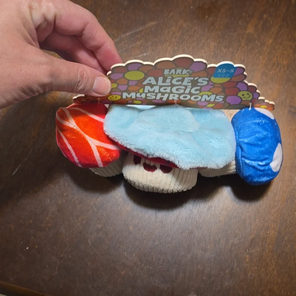 BarkAlices Magic‎ Mushrooms  Red and Blue Dog Toys NWT Size XS-S 0-20 Pounds